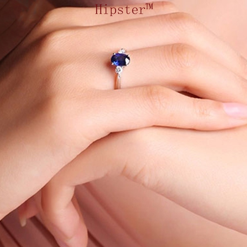 New Personalized European and American Retro Temperament Inlaid Blue Crystal Ring