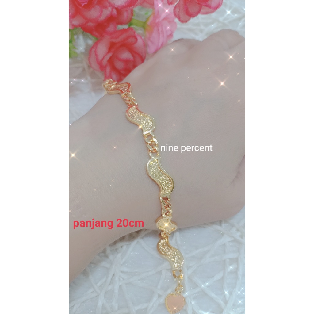 Gelang Tangan Xuping Gold Wanita Dewasa Motif Rantai Permata Lapis Emas LM