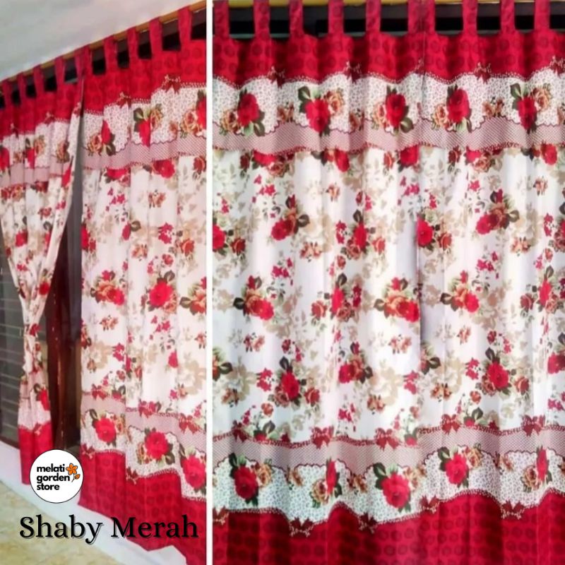 GORDEN PINTU MOTIF SHABY MERAH