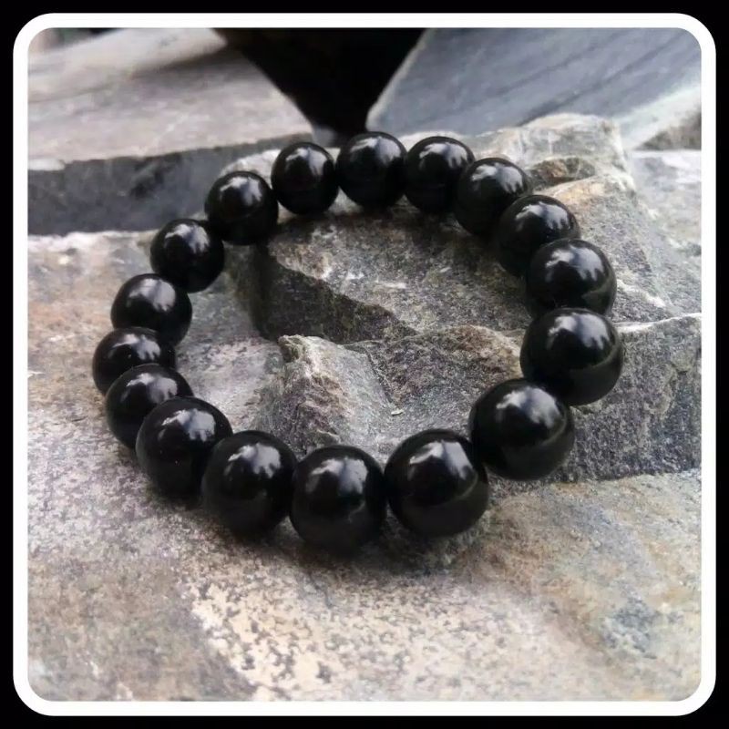 Gelang batu giok hitam impor asli