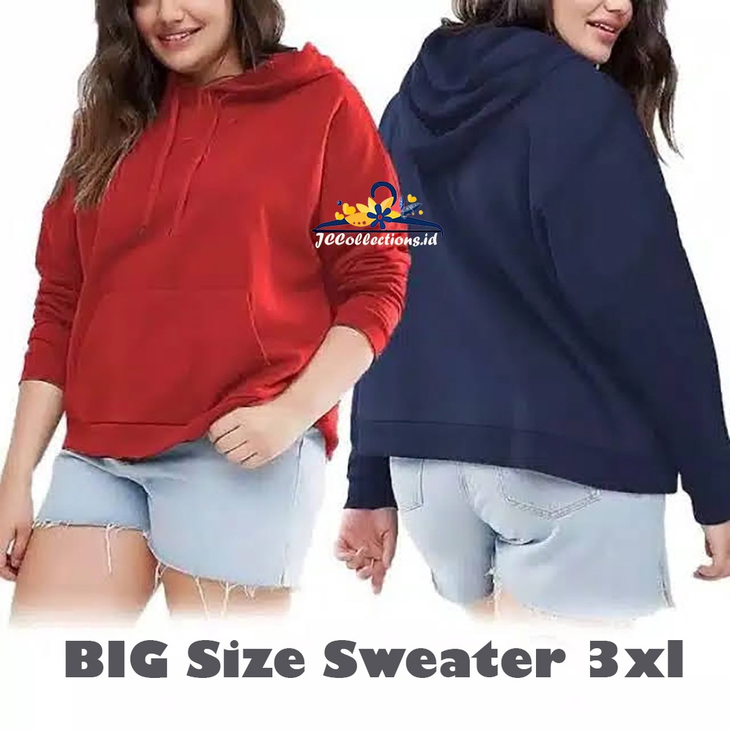 Jaket Hoodie Wanita Jumbo 3XL Variasi Kantong Mimmy Sweater Big Size - JCCollections