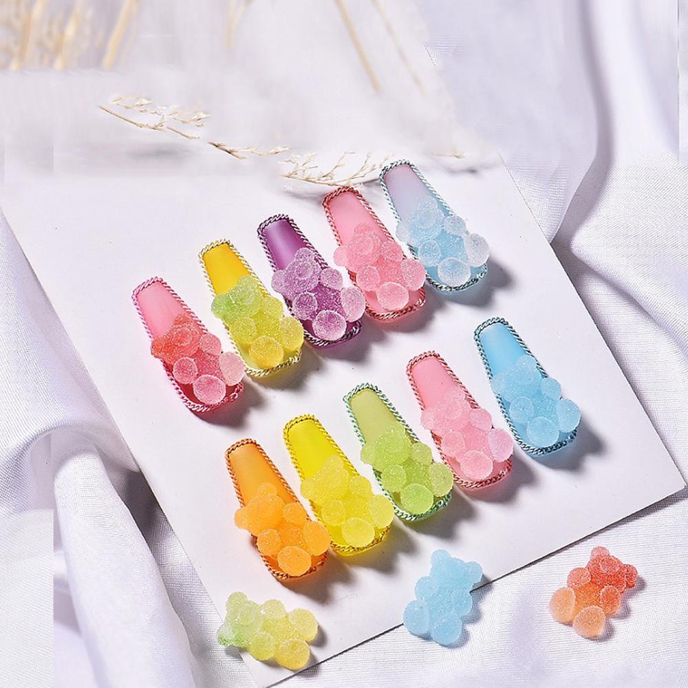 Mxbeauty Bear Nail Art Dekorasi Tembikar Lembut Tiga Dimensi Kartun DIY Nail Art Desgin