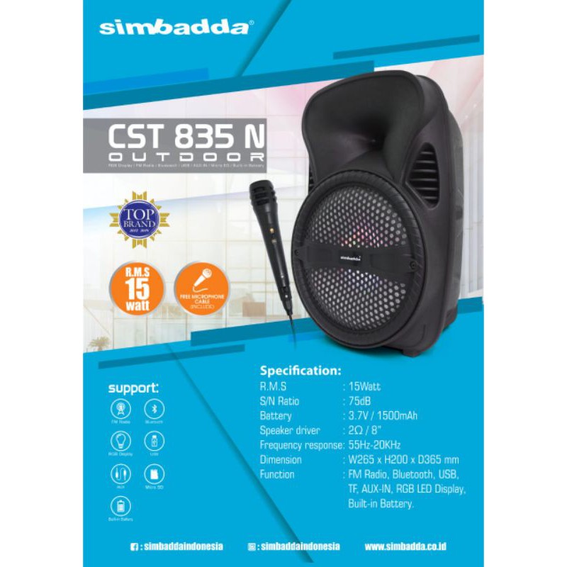 SPEKER SPEAKER SIMBADDA KARAOKE PERTEMUAN RAPAT PORTABEL SIMBADDA CST-835