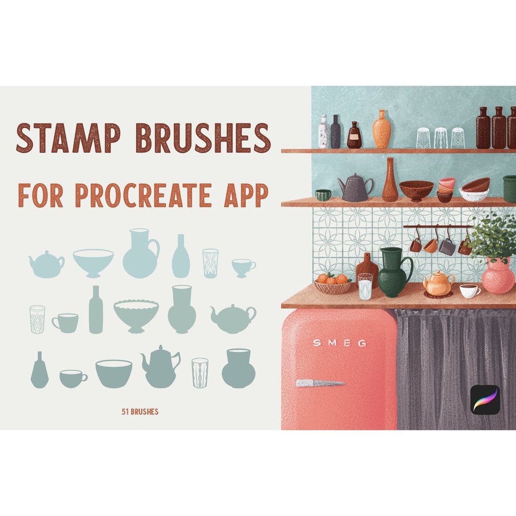 Procreate Brush - Kitchen Stamp Brushes for Procreate