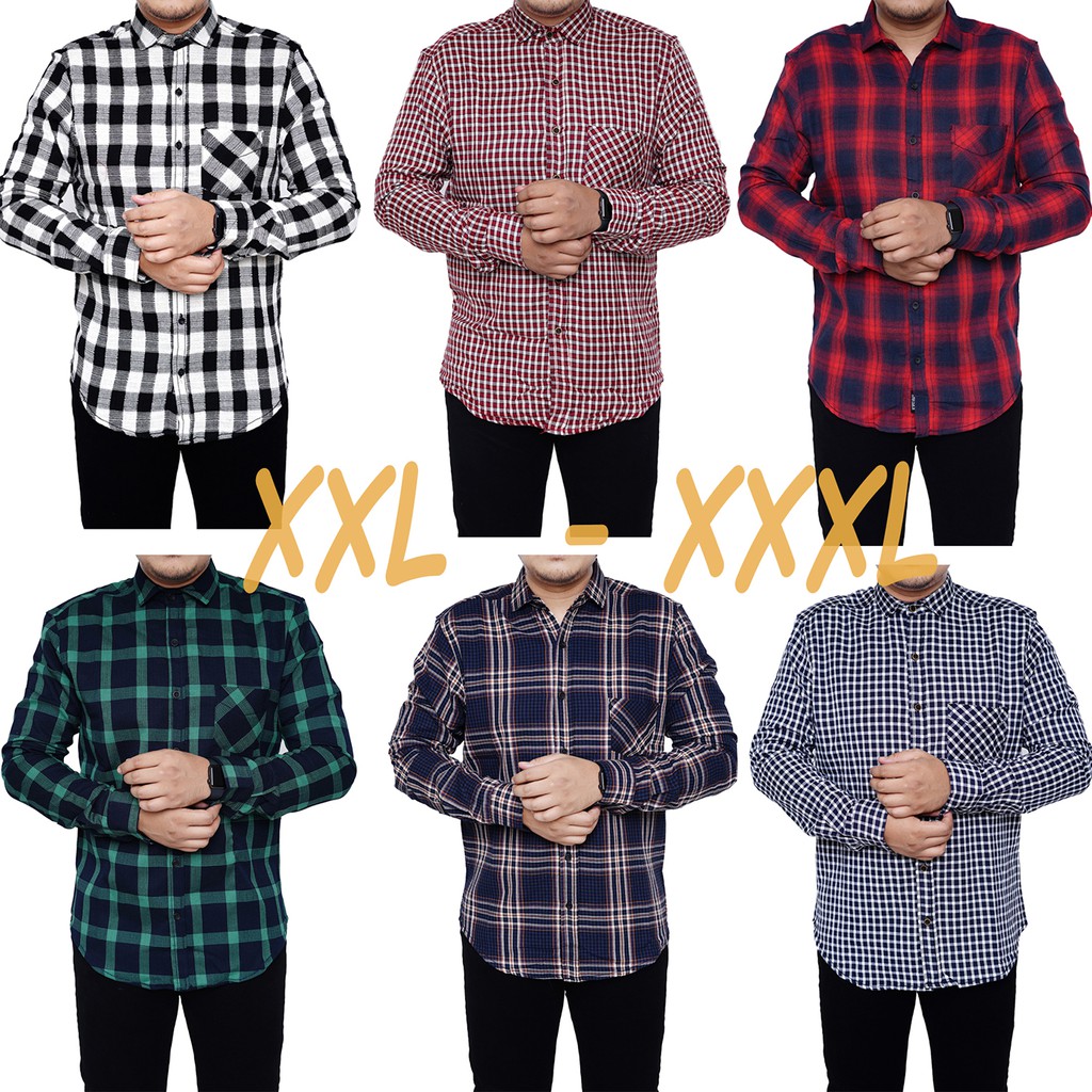 Kemeja Flanel Jumbo Lengan Panjang Baju Kemeja Flanel Kemeja Flanel Jumbo Lengan Panjang Baju Kemeja Flanel