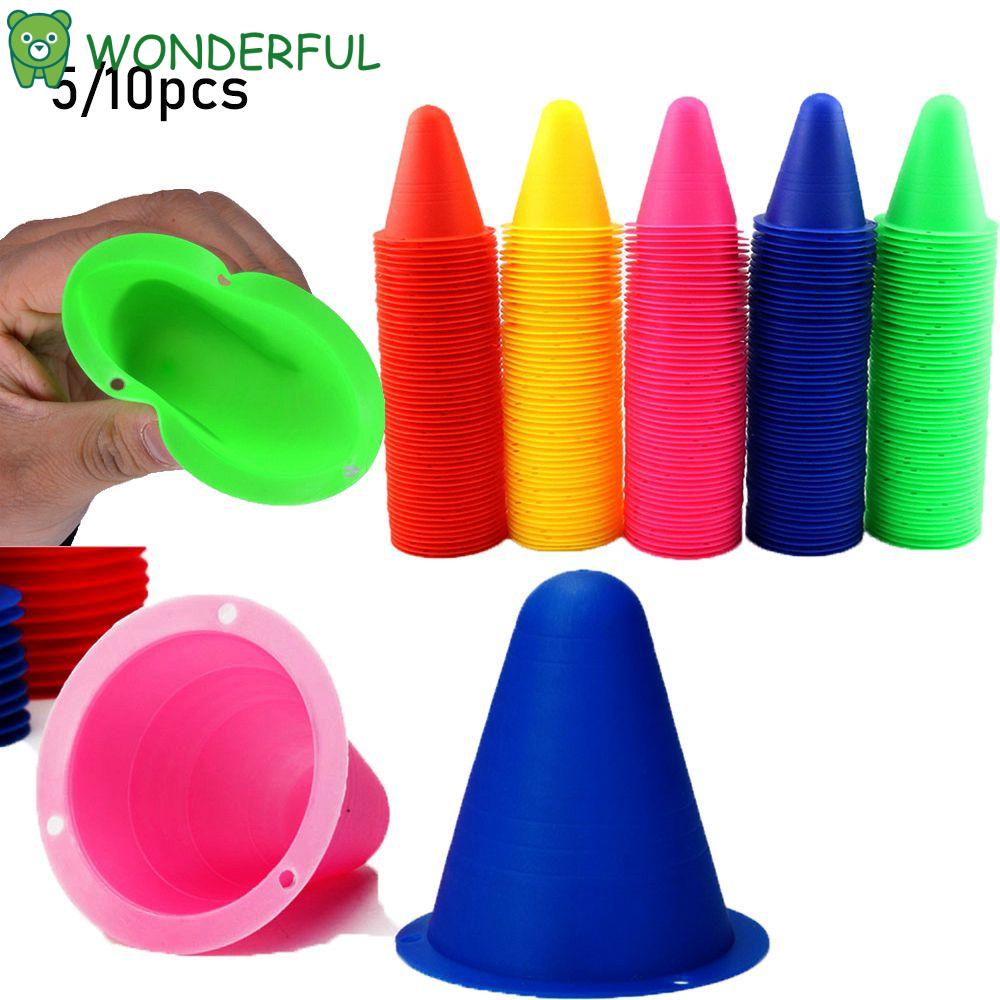 Wonderful 5 / 10pcs Cone Penanda Sepatu Roda / Sepak Bola Bahan Plastik 5 Warna