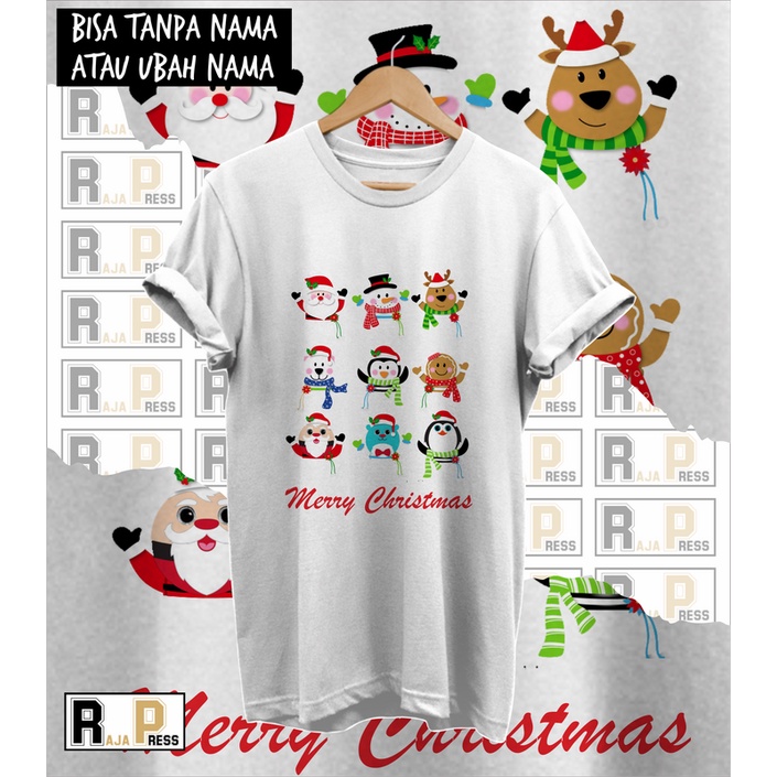 KAOS NATAL BAJU NATAL CHIBI HEWAN 9 COMBED 30S MERRY KATUN CHRISTMAS