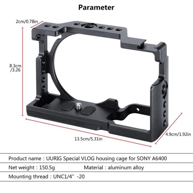 Cuci Gudang Ulanzi Uurig C-A6400 Sony A6400 Rig Vlog Metal Cage Housing Case Limited
