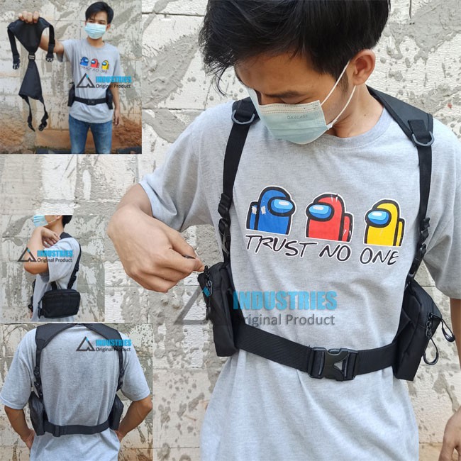 SIDE BAG - Tas Pinggang Pria Mini Kiri Kanan 2 Bag Untuk HP Gadget Smartphone Cowok Army Tactical