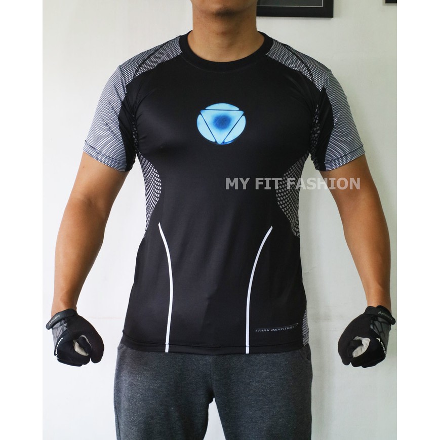 Pakaian kaos gaul  KAOS BAJU PRIA SUPER HERO IRON MAN TONY STARK GYM FITNES BINARAGA LARI ash shop