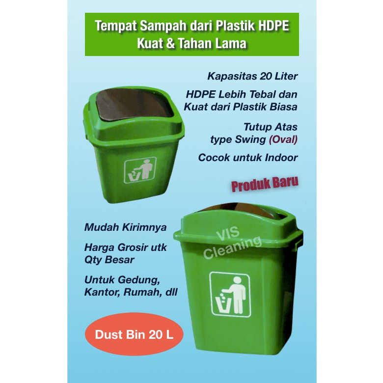 Tempat Sampah Plastik 20 L Tutup Swing Oval ( Dustbin )