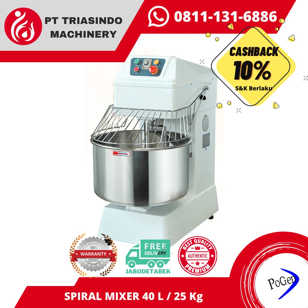 SPIRAL MIXER PIZZA & ROTI KAPASITAS BESAR 25KG - POGEN