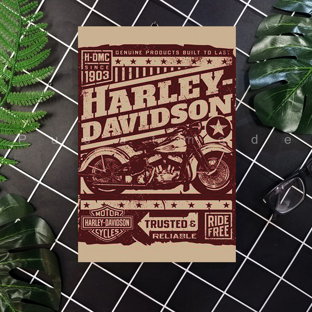 pusatmode Hiasan Dinding Harley Davidson Motor Cycles 20x30 cm