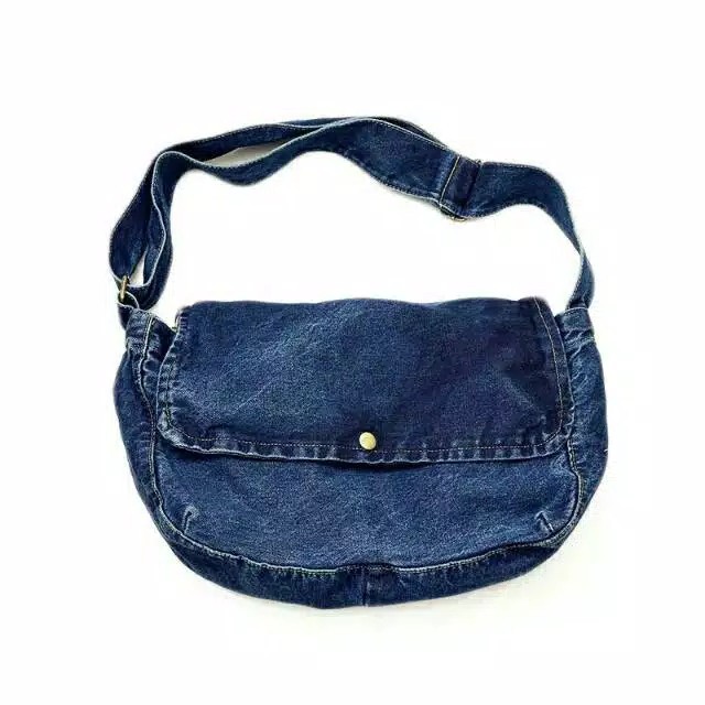 Denim Sling Messenger Bag Tas Selempang Postman Unisex Pria Wanita Jeans Vintage Crossbody (4.5)