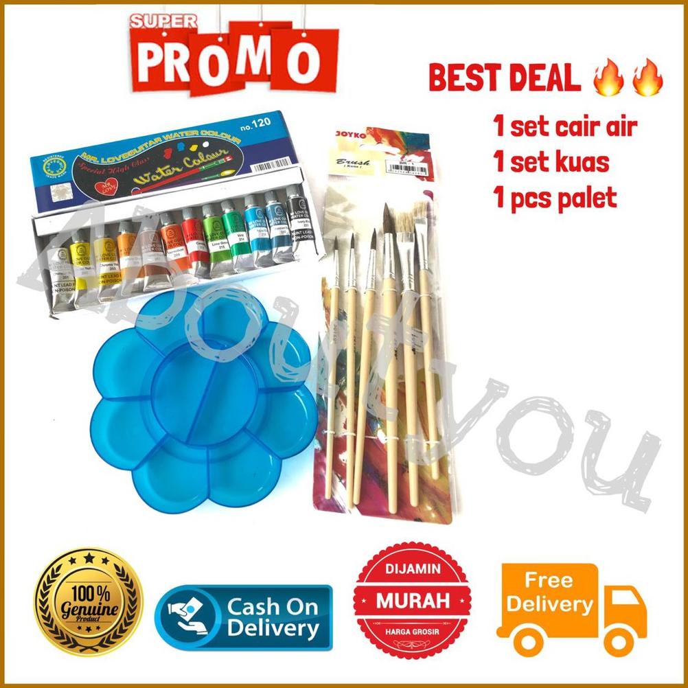 

((BISA COD)) Promo PAKET MELUKIS 3 in 1 Palet Kuas Cat Air lukis ART SET murah