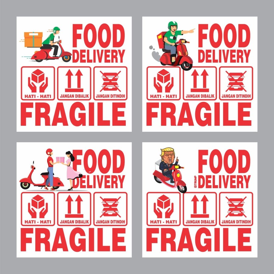 

stiker food delivery stiker makanan fragile ukuran 5.5 x 5.5 cm