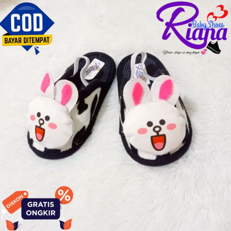 Sandal Slop Bayi Bapau Boneka Kelinci Usia 8-20 Bulan