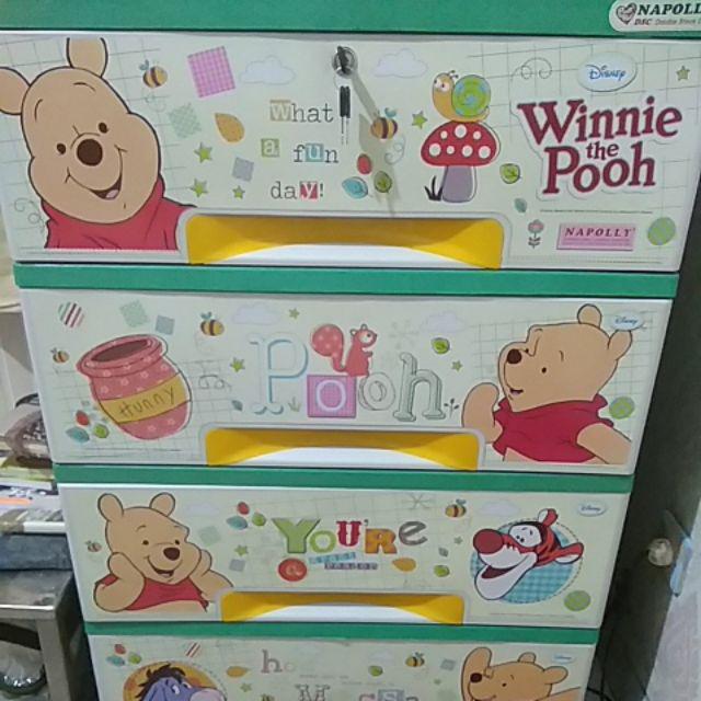  LEMARI  LACI PLASTIK  NAPOLLY  SUSUN 4 WINNIE  THE POOH  BESAR 