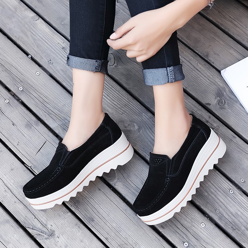 Sepatu kulit Sepatu Hak Platform 5.5cm Lofers Sepatu wanita ringan