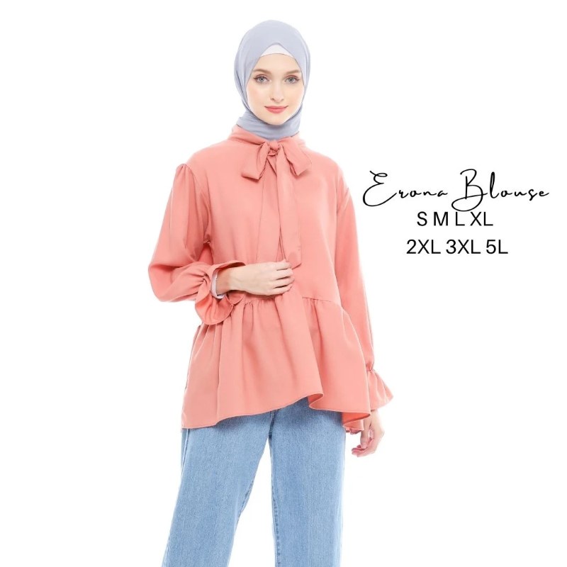 Size S M L XL XXL 3XL 4XL/5L - Erona Blouse - Blouse Jumbo - Atasan Baju Jumbo - Atasan Baju Big Siz