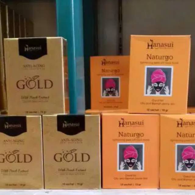 Masker hanasui naturgo 1dus masker hitam & gold  pria wanita wajah halus sehat dan segar