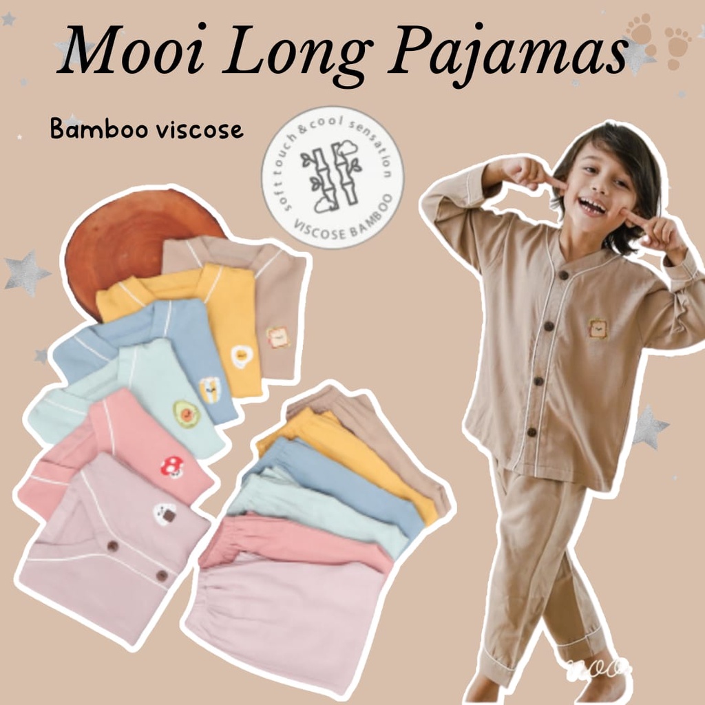 MOOI 1-10 Tahun Long Pajamas Setelan Piyama Panjang Anak Baju Tidur Anak Size CBKS