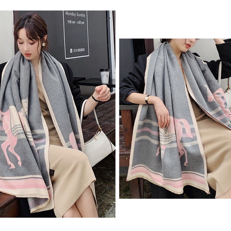 Scarf cashmere musim dingin syal winter wanita panjang long horse hs import hangat