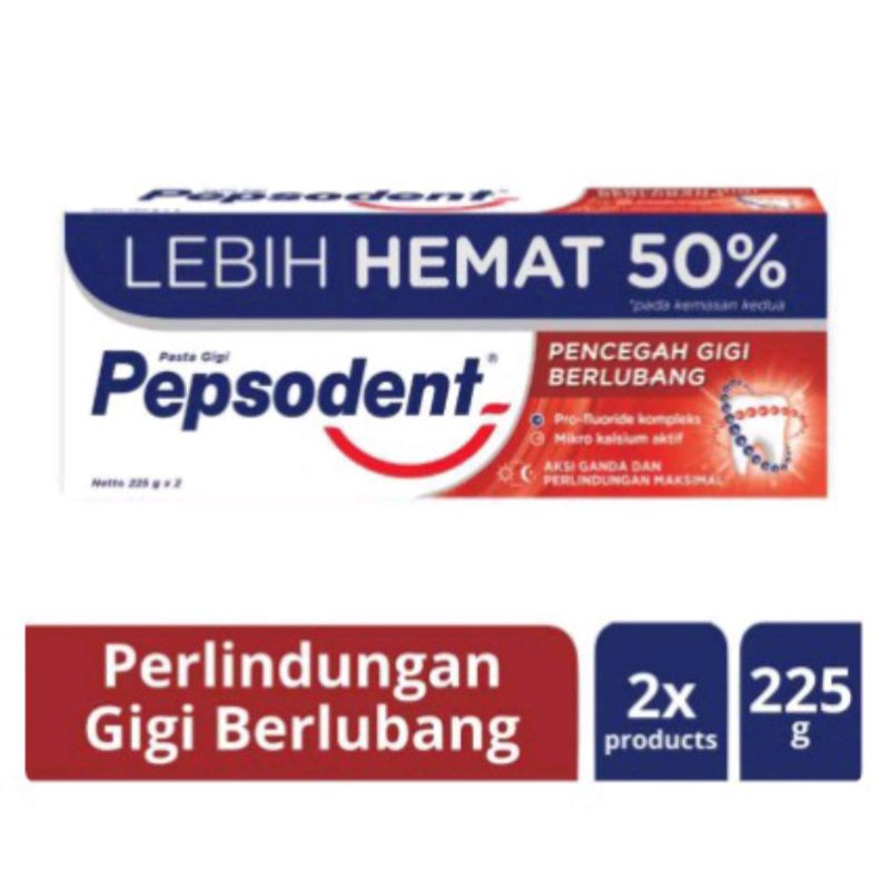 PASTA GIGI PEPSODENT 225 GRAM ISI 2 PCS