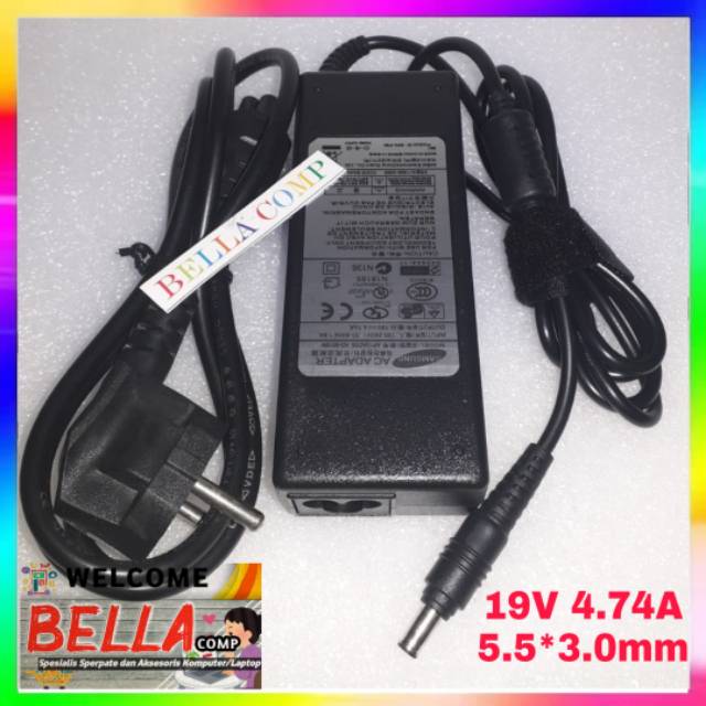 Adaptor Charger Original Laptop Samsung A10 V25 G15 P200 A20 19V-4.74A 5.5*3.0mm Original