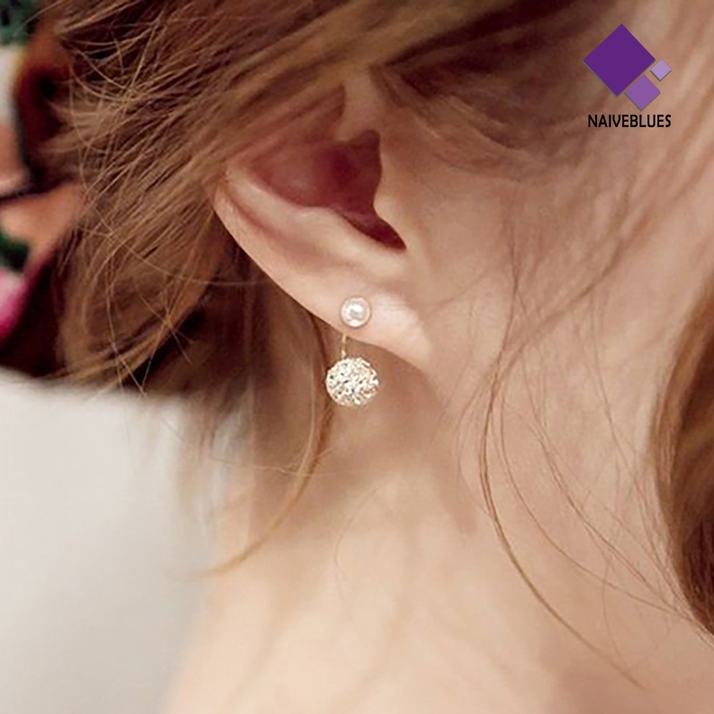 1 Pasang Anting Stud Mutiara Tiruan Bahan Alloy Untuk Wanita