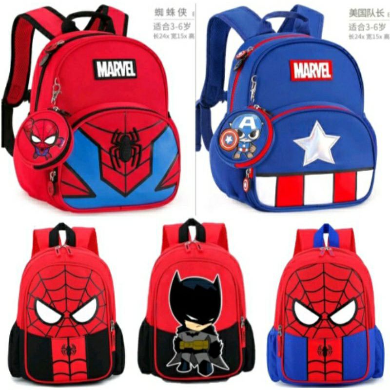 MOEZHA TAS _ Tas Ransel Fashion Sekolah Anak Laki Laki PAUD TK SD Marvel Super Hero Kapten Amerika