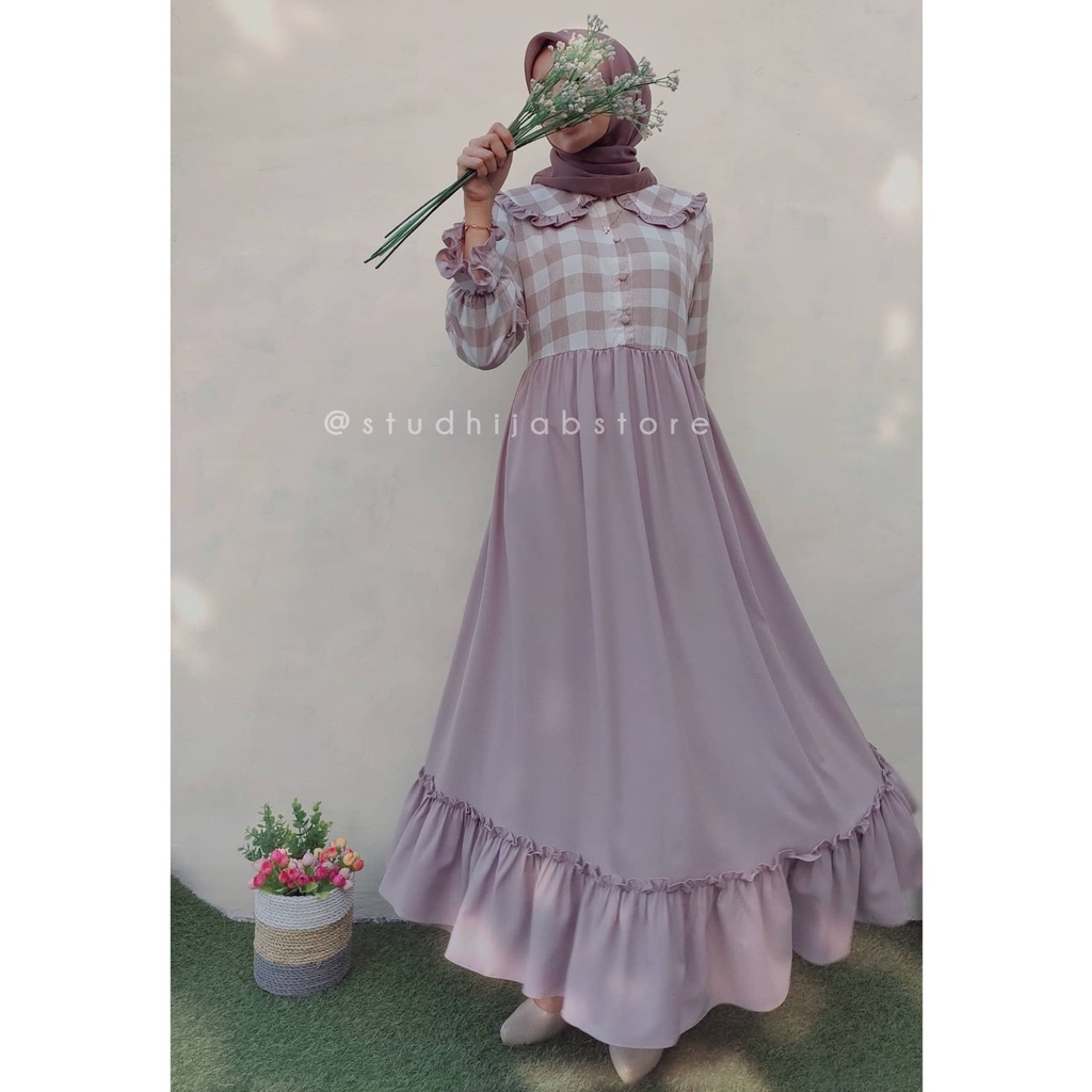 Tatiana Dress / Gamis Remaja Dewasa Kekinian Gamis Muslim Remaja / Gamis Dress Motif KotakKotak / Ga