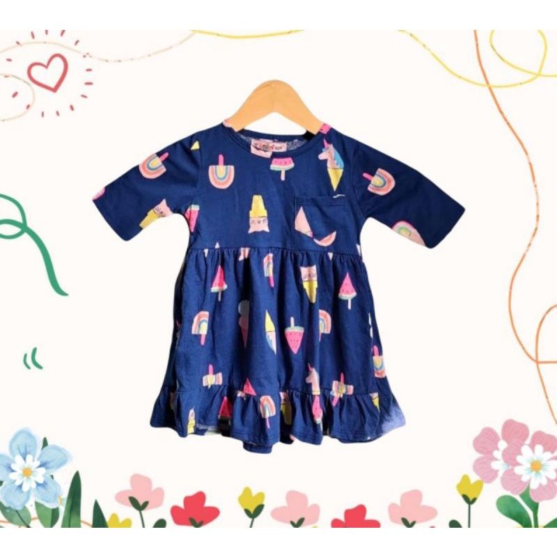 [Bobo kids] BAJU ANAK PEREMPUAN [FLOWLY] [1-3 THN] [DRESS ANAK KATUN KAOS MIX MOTIF] [MBK]