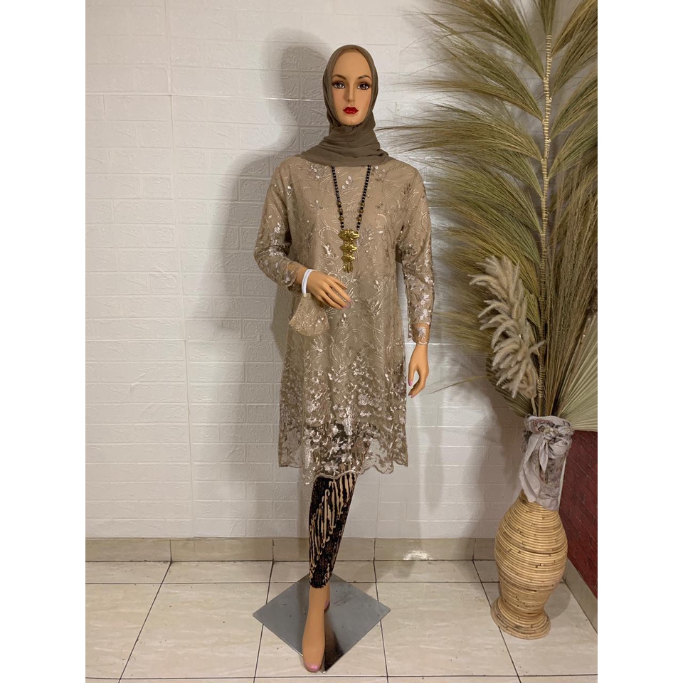 ADE&gt; KEBAYA TUNIK KAMILA / BAJU KEBAYA TUNIK BORDIR MUTIARA / SET KEBAYA MODERN /BAJU PESTA TERLARIS