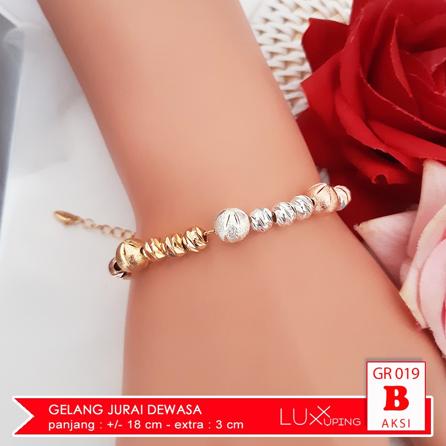 GR 019 Gelang Xuping Dewasa Kombinasi Tiga Warna Silver Gold Rose Gold Perhiasan Lapis Emas Luxx Xuping