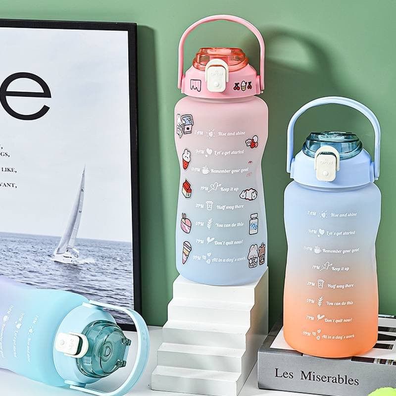 Botol Minum Rainbow Motivasi Penanda Waktu 2 liter / Quifit Bottle