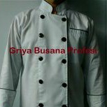 JUMBO Baju Koki putih 3XL LD 140 cm Chef Jacket  lengan panjang list hitam 3 XL