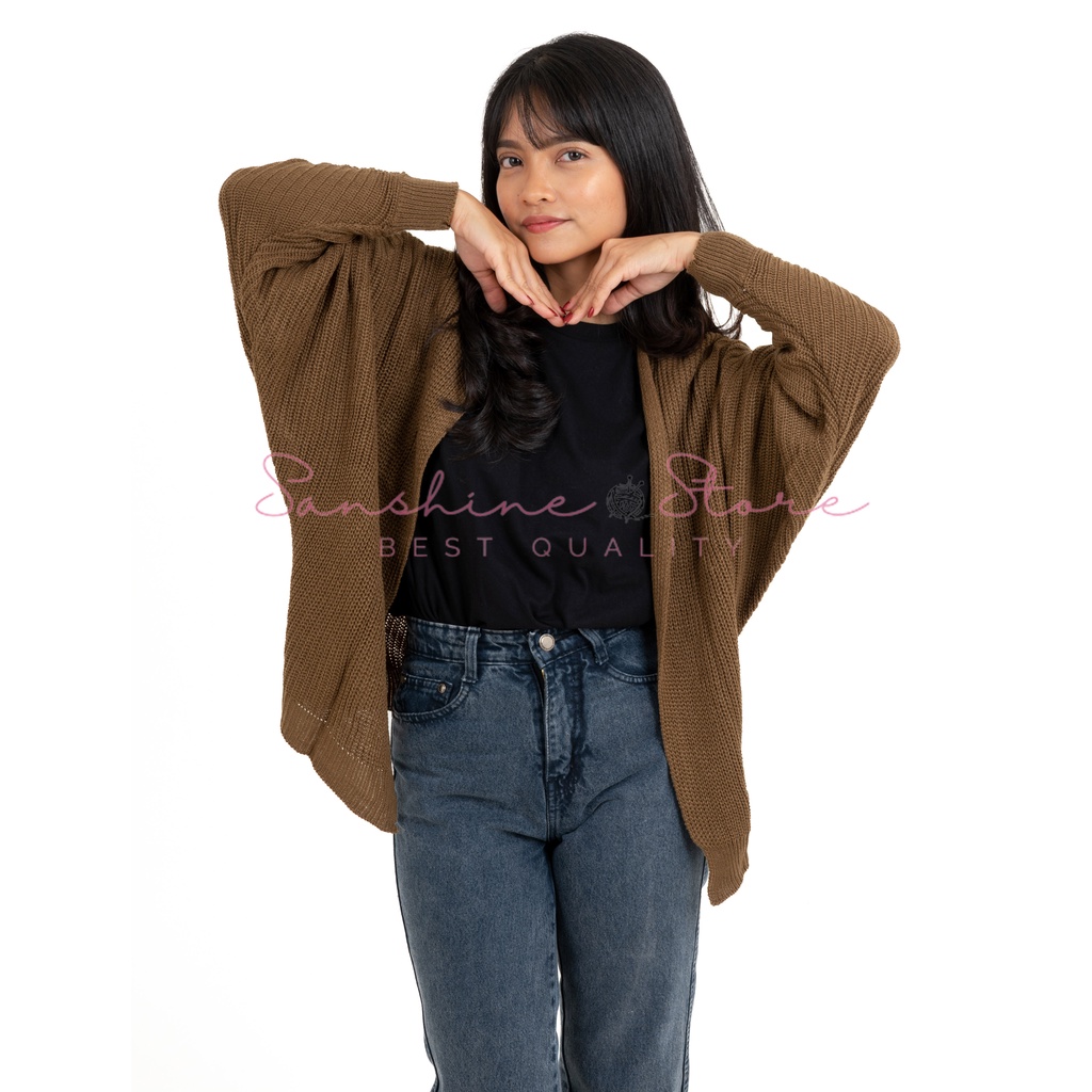 Cardigan Batwing Rajut Ovesize 7 Gauge Lembut Tebal