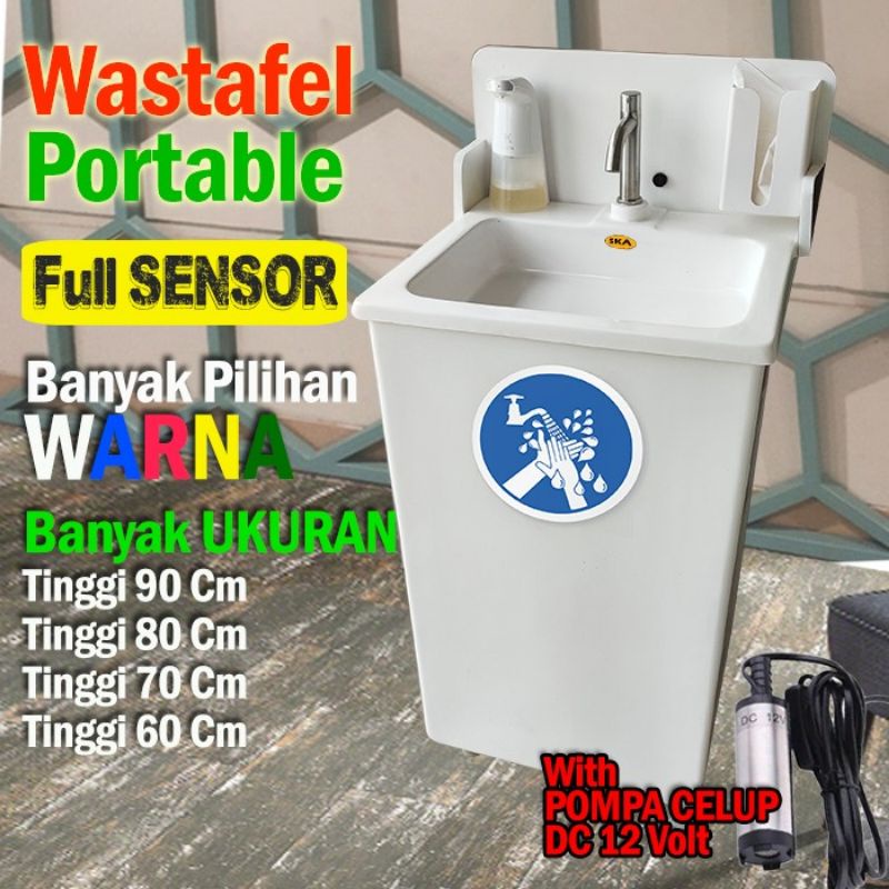 Wastafel Portable / tempat cuci tangan / kran sensor