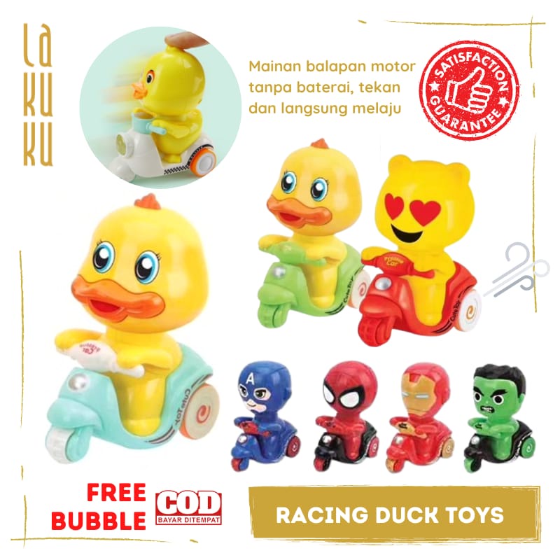 Lakuku - Racing Duck Toys Mainan Anak Bayi Tekan Kepala Bebek naik motor vespa tanpa baterai