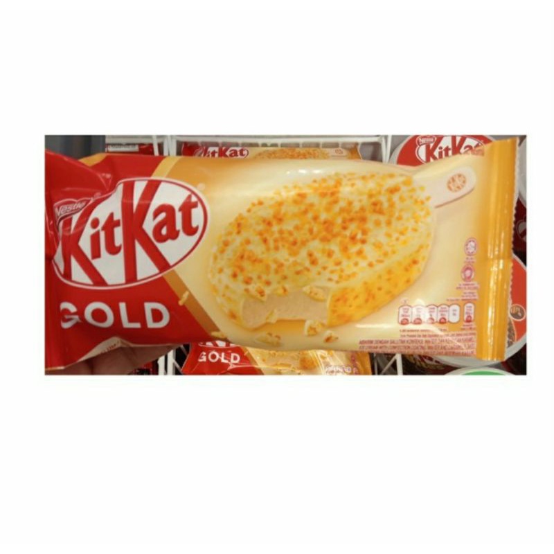 

es krim nestle kit kat gold dengan lapisan coklat putih | 85 ml