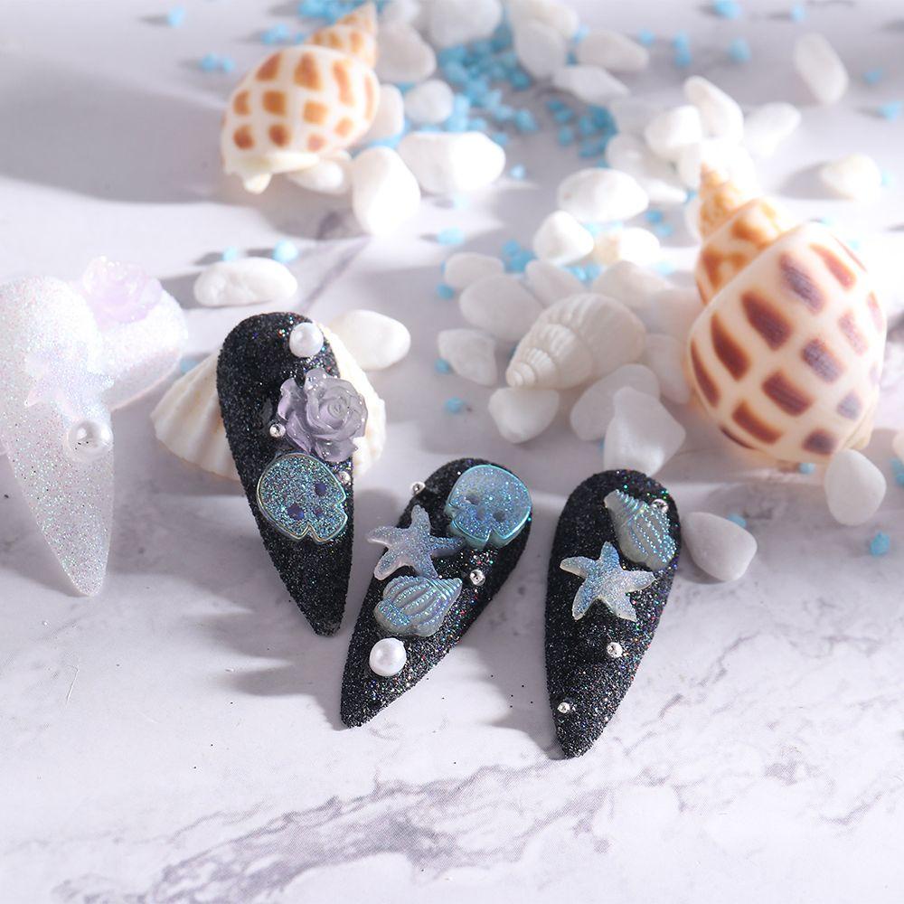 Mxbeauty Bercahaya Pesona Kuku Glitter Tengkorak Camelia Mawar Mutiara Perhiasan Kuku Kristal DIY Manicure Aksesoris