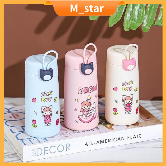 Botol Kaca Thermos/Botol Minum Model Lucu Nice Day Unik BPA FREE-2