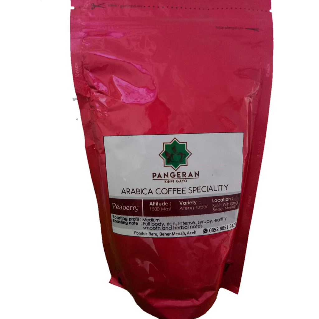 

kopi Aceh - Kopi Gayo - Peaberry Gayo Arabica Speciality, 200 Gram - Pangeran Kopi Gayo - Aceh