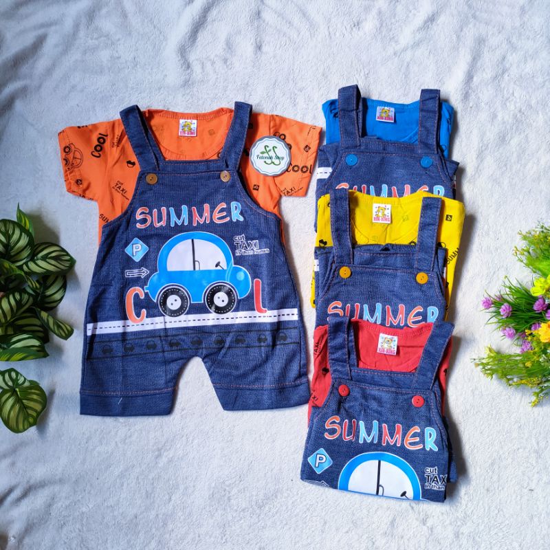 Overall Baby boy 2 3 4 5 6 7 bulan kodokan jeans anak cowok laki laki kaos kartun Doraemon Paus Summer