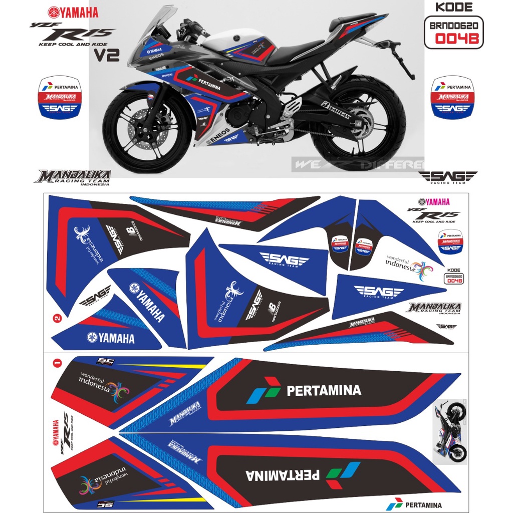 STIKER MOTOR YAMAHA R15 V2 MANDALIKA