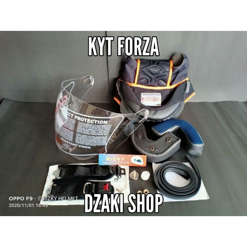 Paket Busa Helm KYT FORZA + Kaca Helm KYT FORZA + Lis Karet elastis + Tali Helm + Baut N Mur Helm