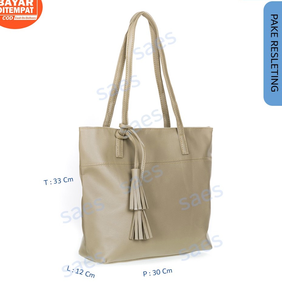 SAES DAHLIA TOTE BAG VINTAGE BEIGE SHOULDER BAG TOTEBAG KULIT Ammi Saes shop 003