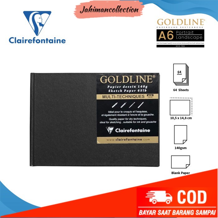 

✨ BISA COD ✨ Buku Sketsa Clairefontaine A6 Goldline Hard Cover Sketchbook - LANDSCAPE