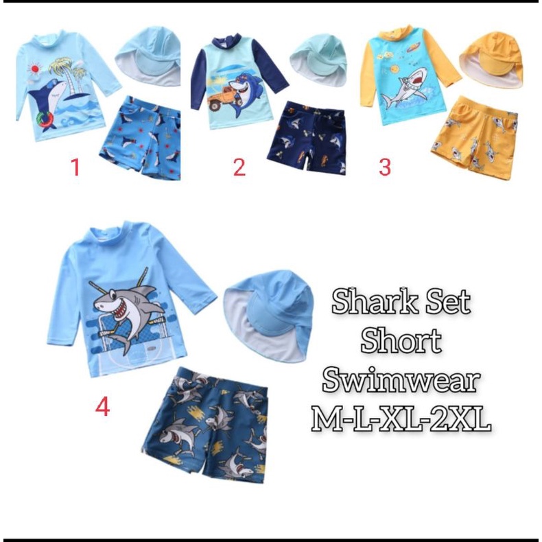 Baju renang bayi plus topi/ baju renang anak import/ swimwear baby/ baju renang shark